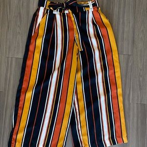Striped wide leg pants small